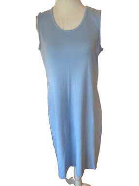 Lands End Navy 100% SUPIMA Cotton Dress Small Coastal Quiet Luxury